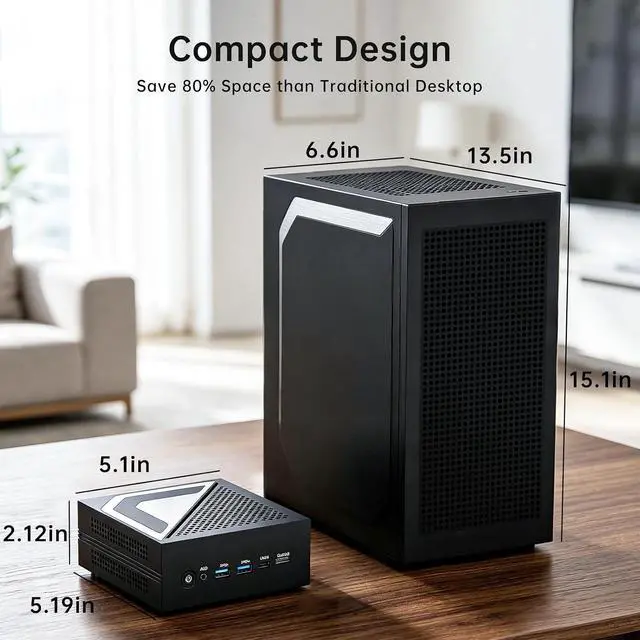 Alt view image 7 of 7 - AI Mini PC, Ryzen AI 9 HX 470(86 Tops, Max 5.2 GHz), 64G DDR5 RAM, 4T PCIE4.0 SSD Desktop Computer, Radeon 890M, 2 * 2.5G LAN, 8K, Triple Display, USB4.0, Wi-Fi 7, Windows 11 Pro