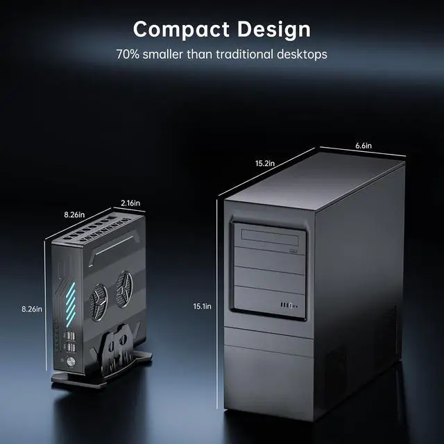 Alt view image 7 of 7 - Mini Gaming PC with i9-12900F (16 Cores, Max 5.1GHz), 32G DDR5 RAM 1T PCIE4.0 SSD, RTX3050 6G Desktop Computer, Dual LAN, Optical, 8K, 1*HDMI, 1*DP, WiFi 6e, Windows 11 Pro