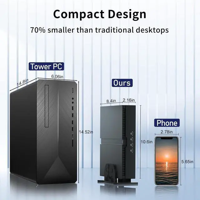 Alt view image 7 of 7 - Mini PC i9, Core i9-13900F 24 Cores Upto 5.6GHz with Gerforce RTX 4070 12G Desktop Computer, 64G DDR5 RAM 4T PCIE 4.0 SSD, WiFi 6E, 8K Support, Four Display, Dual LAN, Windows 11 Pro