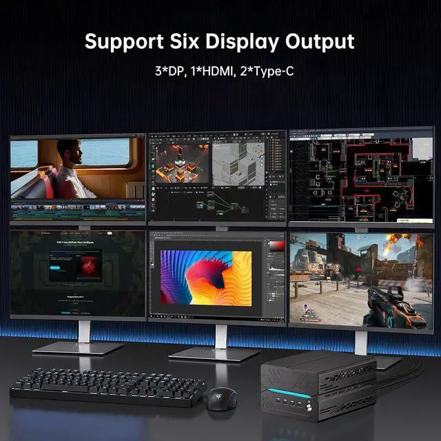 Alt view image 7 of 7 - Mavsloly AI Mini PC with AMD Ryzen 9 9950X3D (16 Cores, Max 5.7 GHz, 128MB Cache) 64GB DDR5 RAM, 1T PCIE 4.0 SSD, GeForce RTX 5060Ti 16GB GDDR7 Graphics, 8K, WiFi 7, 2*Type-C, Windows 11 Pro