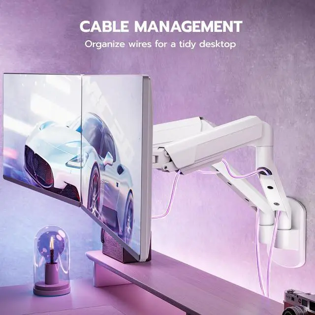 Alt view image 3 of 7 - Dual Monitor Wall Mount for 17-35 Inch Ultrawide Screens, Heavy Duty Monitor Arm up to 26.4 lbs, Fully Adjustable Wall Mount, VESA 75x75/100x100 Compatible, White