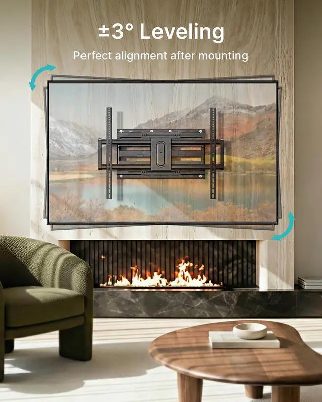 Alt view image 7 of 7 - Full Motion TV Wall Mount for 43-100 Inch TVs up to 176lbs, 25.2" Extension, Swivel Heavy Duty TV Bracket, Sliding Dual Arms for Off-Center Studs, Fits 16"/ 18" /24", VESA 800x600