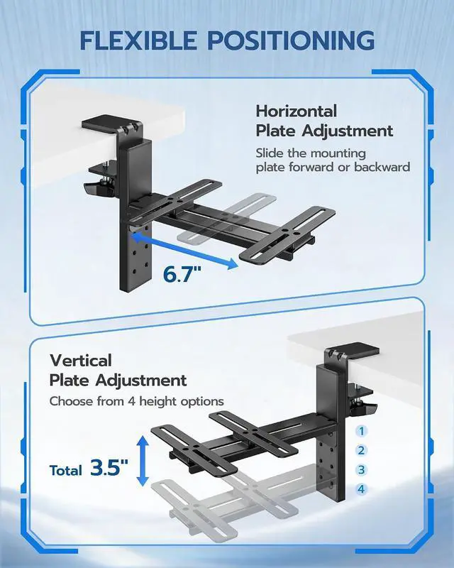 Alt view image 3 of 7 - Hotas Mount - Throttle Hotas Flight Stick Mount, Joystick Desk Mount for Flight Sim Game, for X52/X52 Pro/X56 T16000M/HOTAS Thrustmaster T-Flight HOTASVKB Gladiator NXT/VPC (2PCS)