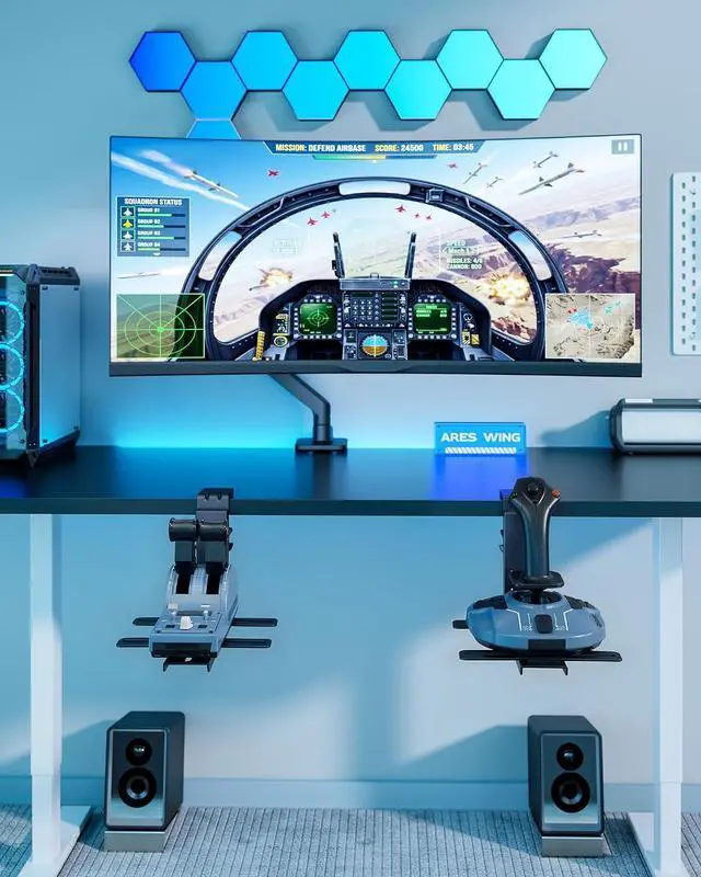 Alt view image 7 of 7 - Hotas Mount - Throttle Hotas Flight Stick Mount, Joystick Desk Mount for Flight Sim Game, for X52/X52 Pro/X56 T16000M/HOTAS Thrustmaster T-Flight HOTASVKB Gladiator NXT/VPC (2PCS)