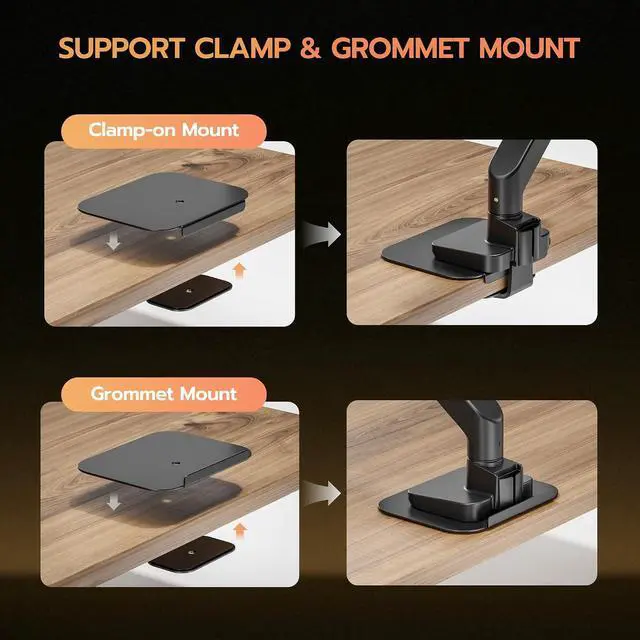 Alt view image 5 of 7 - RGB Dual Monitor Arm & Steel Monitor Mount Reinforcement Plate for 17-38'' and 35.2 Lbs Ultrawide Screen