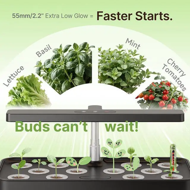 Alt view image 5 of 7 - Hydroponics Growing System Kit 12 Pods, 24W LED Grow Light Indoor Garden, 4L Water Tank with Quiet Pump, Adjustable Height Herb Garden Planter Indoor Kit, Gardening Gifts, Black