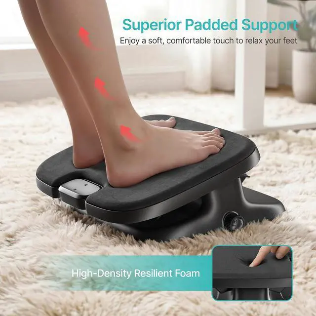 Alt view image 4 of 7 - Under Desk Footrest, Adjustable Foot Rest with Height and Degree Angle,Ergonomic Desk Foot Rest with Memory Foam, Foot and Leg Rest for Home & Office, Black