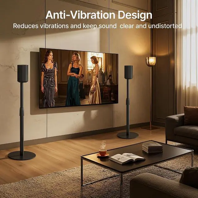 Alt view image 6 of 7 - Speaker Stand Compatible with SONOS Era 300 and Era 100, Height Adjustable up to 42.6'', Floor Stand with Cable Management, Speaker Mount, Black, 1 Pack