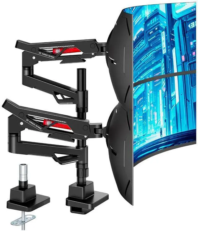 Main image of Premium Monitor Arm, Ultrawide Monitor Stand up to 57'' and 60 Lbs per Screen, Heavy Duty Gas Sprinq Dual Monitor Mount Adjustable Arms, Various VESA Mount with Clamp/Grommet Base