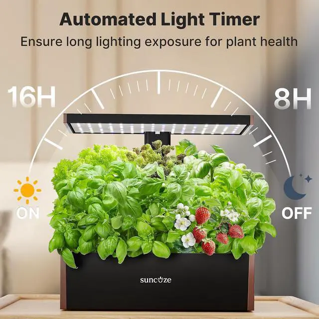 Alt view image 5 of 7 - 20 Pods Hydroponics Growing System Kit, Indoor Herb Garden with 30W LED Grow Light, 10L Large Water Tank, Up to 25" Height, Plants Germination Kit with Quiet Pump, Black