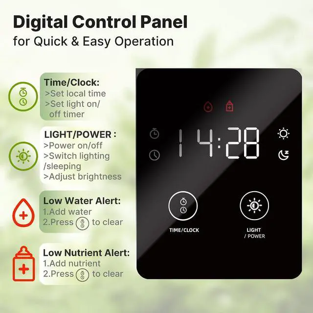 Alt view image 3 of 7 - 20 Pods Hydroponics Growing System Kit, Indoor Herb Garden with Grow Light 30W, 10L Large Water Tank with Adjustable Height to 25", Quiet Pump, Gardening Gifts, Green
