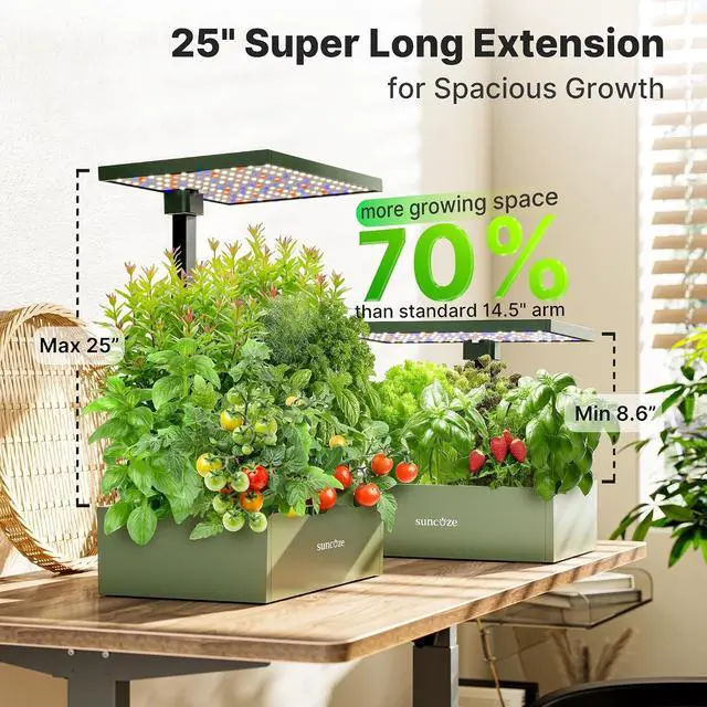 Alt view image 5 of 7 - 20 Pods Hydroponics Growing System Kit, Indoor Herb Garden with Grow Light 30W, 10L Large Water Tank with Adjustable Height to 25", Quiet Pump, Gardening Gifts, Green