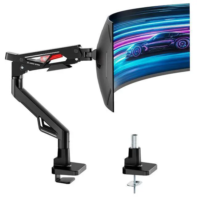 Main image of Premium Monitor Arm, Ultrawide Monitor Stand up to 57 and 66 Lbs, Gas Sprinq Monitor Mount Height Adjustable and Extension Monitor Stand for Desk Various VESA Mount with Clamp/Grommet Base