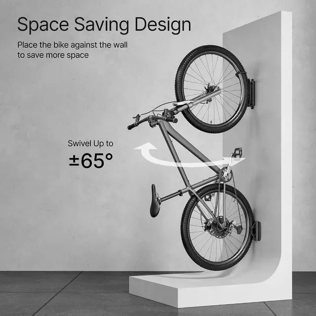 Alt view image 3 of 7 - 4 Pack Bike Rack Garage, Bike Wall Mount Heavy Duty, Holds 77 Lbs, Swivel Bike Hangers for Garage, Adjustable Indoor Bike Storage for Bedroom Home Office, 4 Pack