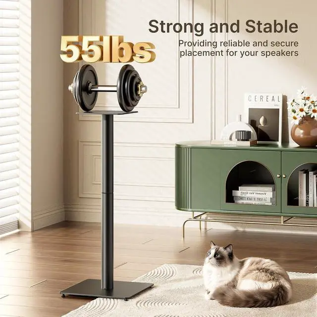 Alt view image 2 of 7 - Speaker Stands Pair, 30" Fixed Height, 55lbs Weight Capacity, 11.8" Base, Cable Management, Freestanding Speaker Floor Stand for Surround Sound, Metal Base