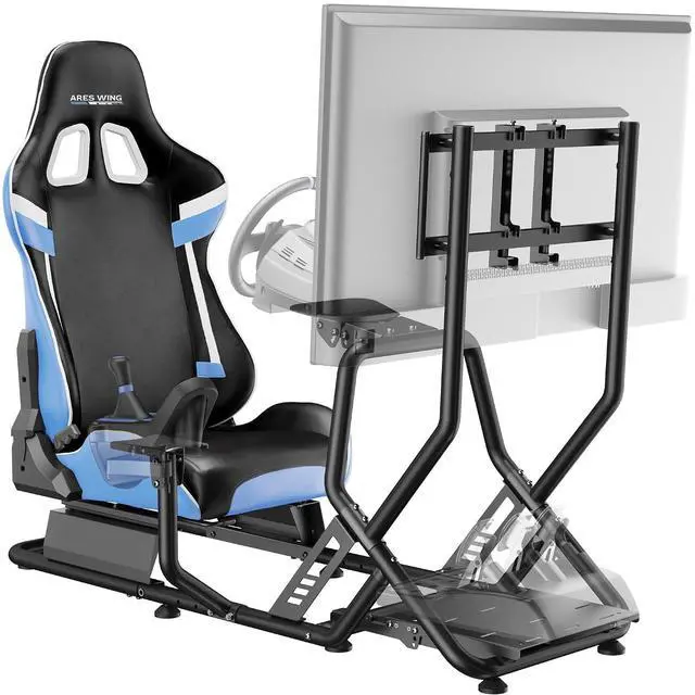 Main image of Sim Racing Cockpit with Monitor Mount, Wheel Stand with Seat, Simulator Compatible with Fanatec, Thrustmaster, Logitech, Moza Racing Games on PS5, PS4, Xbox and PC