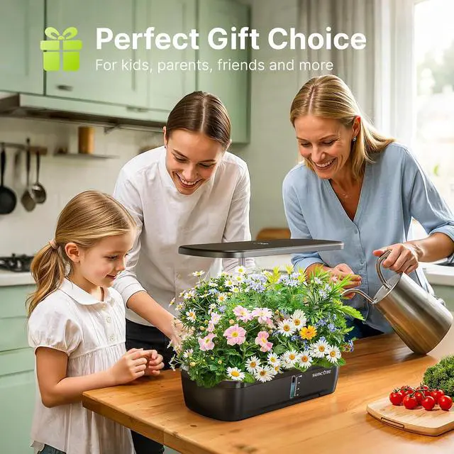 Alt view image 7 of 7 - Hydroponics Growing System Kit 12 Pods, Indoor herb Garden with 20W LED Grow Light, Visible Water Tank with Pump, 2.2"-12.4" Adjustable Height Indoor Gardening System, Gardening Gifts, Black