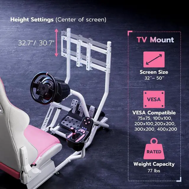 Alt view image 5 of 7 - Sim Racing Cockpit with Monitor Mount, Steering Wheel Stand with Seat, Racing Simulator Cockpit Compatible with Fanatec, Thrustmaster, Logitech, Moza Racing Games on PS5, PS4, Xbox and PC