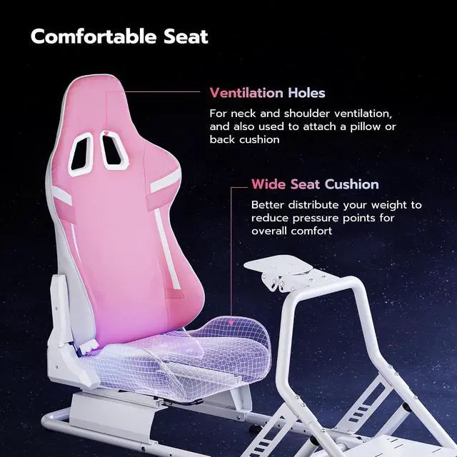 Alt view image 6 of 7 - Sim Racing Cockpit with Monitor Mount, Steering Wheel Stand with Seat, Racing Simulator Cockpit Compatible with Fanatec, Thrustmaster, Logitech, Moza Racing Games on PS5, PS4, Xbox and PC