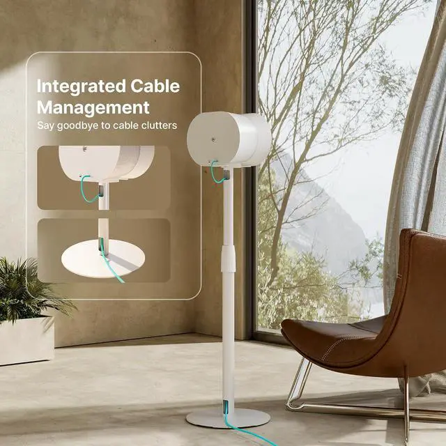 Alt view image 5 of 7 - Speaker Stands Pair Compatible with Sonos Era 100 and Era 300, Height-Adjustable from 26.9"-42", Cable Management, 11lbs Capacity, White, 2 Pack(1 Pair)