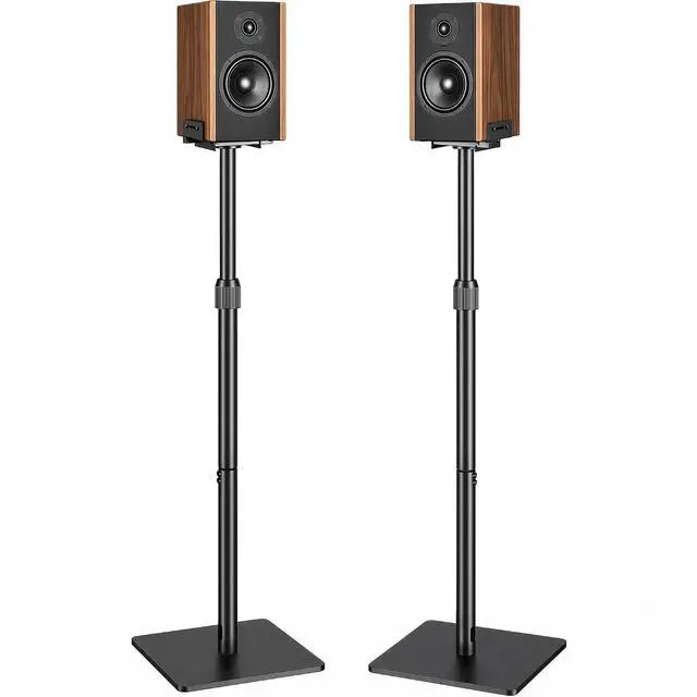 Main image of Height-Adjustable Speaker Stands Pair, Black | Height Adjustable from 33.4" to 44", 11LBS Capacity, Surround Sound Speaker Stands, Cable Management, 1 Pair