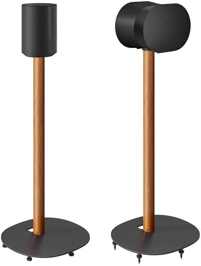 Main image of Speaker Stands Pair for SONOS Era 100 and Era 300,11LBS Capacity,30.6" Fixed Height Floor Stand with Cable Management,Large Base with Two Feet Avaliable,Wooden Speaker Mount,Black