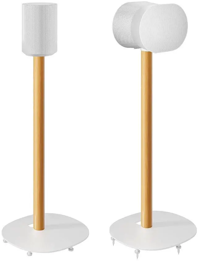 Main image of Speaker Stands Pair for SONOS Era 100 and Era 300,11LBS Capacity,30.6" Fixed Height Floor Stand with Cable Management,Large Base with Two Feet Avaliable,Wooden Speaker Mount,White