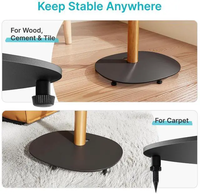 Alt view image 6 of 7 - Speaker Stands Pair for SONOS Era 100 and Era 300,11LBS Capacity,30.6" Fixed Height Floor Stand with Cable Management,Large Base with Two Feet Avaliable,Wooden Speaker Mount,Black