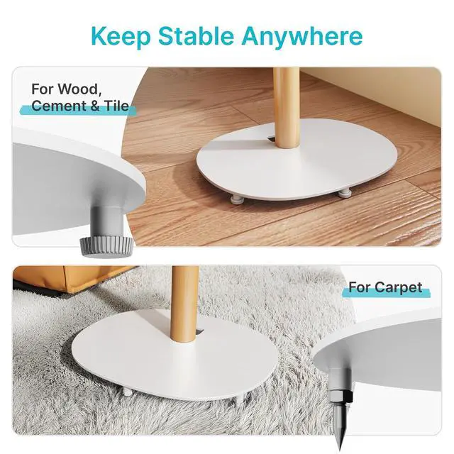 Alt view image 6 of 7 - Speaker Stands Pair for SONOS Era 100 and Era 300,11LBS Capacity,30.6" Fixed Height Floor Stand with Cable Management,Large Base with Two Feet Avaliable,Wooden Speaker Mount,White