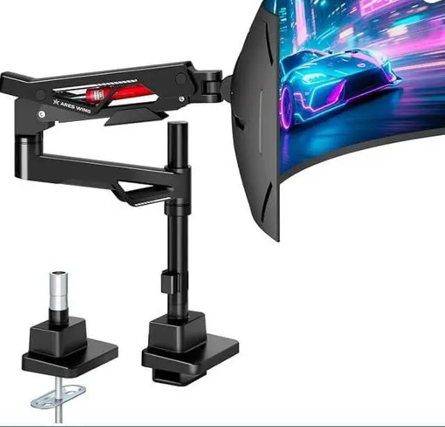 Main image of Heavy Duty Monitor Arm, Ultrawide Monitor Stand up to 57 and 66 Lbs, Gas Sprinq Monitor Mount Height Adjustable Arms Monitor Stand for Desk Various VESA Mount with Clamp/Grommet Base