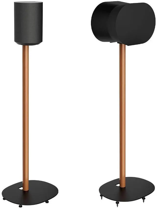 Main image of Speaker Stands Compatible with SONOS Era 300 and Era 100, Fixed Height Floor Stand with Cable Management, Wooden Speaker Mount, Black & Walnut, 2 Pack (Pair)