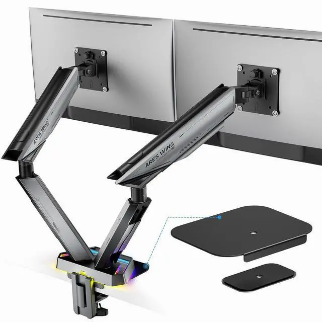 Main image of RGB Dual Monitor Arm & Steel Monitor Mount Reinforcement Plate for 17-38'' and 35.2 Lbs Ultrawide Screen