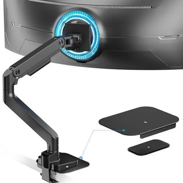 Main image of Single Monitor Mount with USB & Steel Monitor Mount Reinforcement Plate for 17-49'' and 44 Lbs Ultrawide Screen