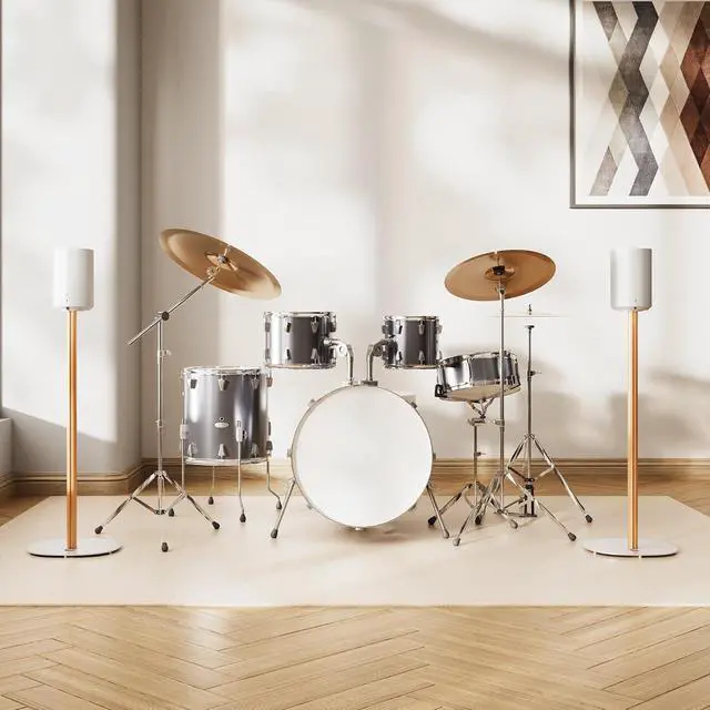 Alt view image 7 of 7 - Speaker Stands Compatible with SONOS Era 300 and Era 100, Fixed Height Floor Stand with Cable Management, Wooden Speaker Mount, White & Beech, 2 Pack (Pair)