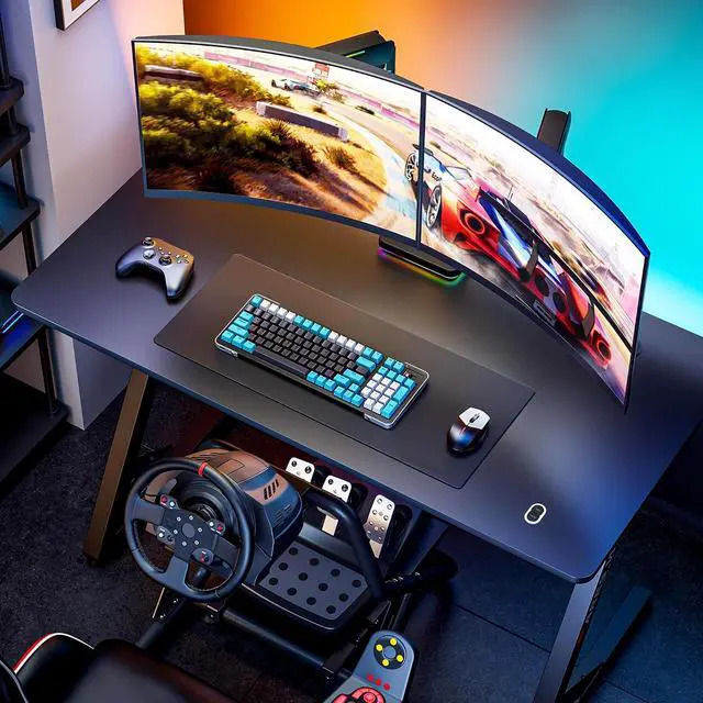 Alt view image 6 of 7 - Gaming Desk RGB 47 Inch - Z Shaped Gaming Table with LED Light and DIY Control Cable, Computer Desks for Home and Office, Black