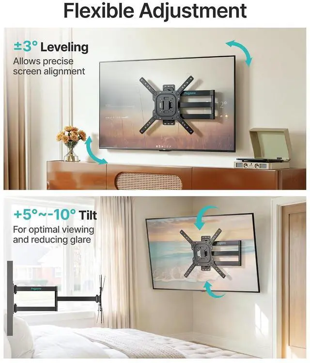 Alt view image 5 of 7 - Long Arm TV Wall Mount for 23-75 Inch TVs, 31 Inch Long Extension TV Bracket, Swivel Tilt Full Motion TV Wall Mount Fit Max VESA 400 x 400mm, Heavy Duty Up to 110lbs, Corner TV Mount