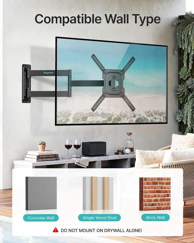 Alt view image 7 of 7 - Long Arm TV Wall Mount for 23-75 Inch TVs, 31 Inch Long Extension TV Bracket, Swivel Tilt Full Motion TV Wall Mount Fit Max VESA 400 x 400mm, Heavy Duty Up to 110lbs, Corner TV Mount