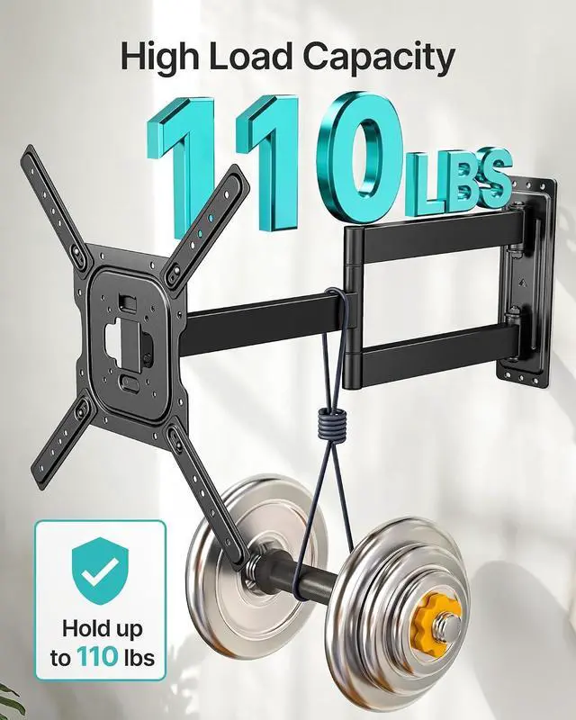 Alt view image 4 of 7 - Long Arm TV Wall Mount for 23-75 Inch TVs, 31 Inch Long Extension TV Bracket, Swivel Tilt Full Motion TV Wall Mount Fit Max VESA 400 x 400mm, Heavy Duty Up to 110lbs, Corner TV Mount