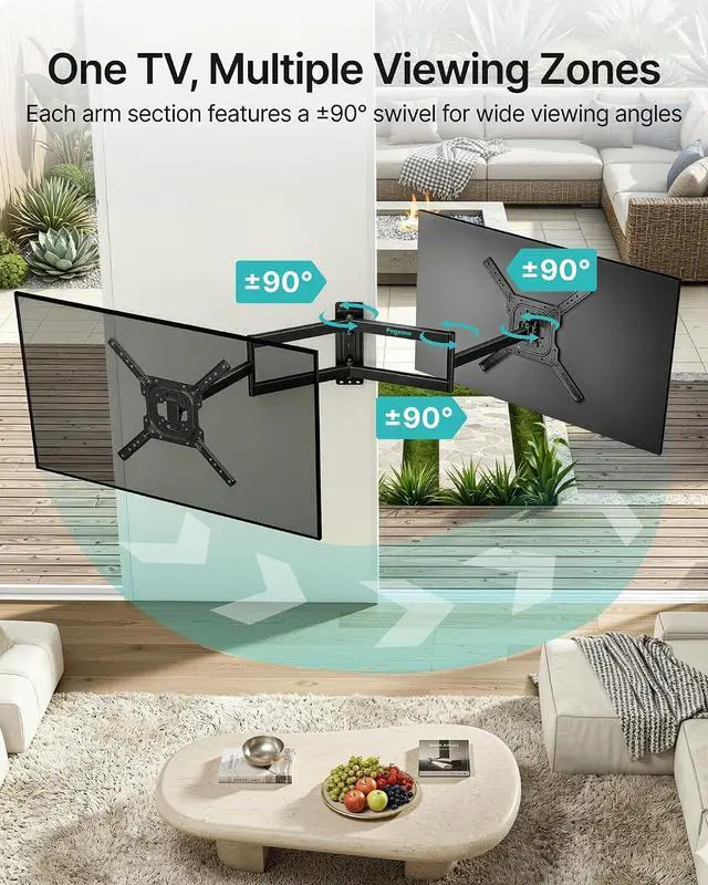 Alt view image 6 of 7 - Long Arm TV Wall Mount for 23-75 Inch TVs, 31 Inch Long Extension TV Bracket, Swivel Tilt Full Motion TV Wall Mount Fit Max VESA 400 x 400mm, Heavy Duty Up to 110lbs, Corner TV Mount