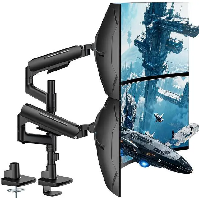 Main image of Dual Monitor Mount for 17-49 Inch Ultrawide Heavy Duty Curved Screen, Computer Monitor Arm Desk Mount, Gas Spring Adjustable Vesa Stand