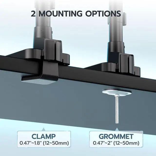 Alt view image 6 of 7 - Dual Monitor Mount for 17-49 Inch Ultrawide Heavy Duty Curved Screen, Computer Monitor Arm Desk Mount, Gas Spring Adjustable Vesa Stand