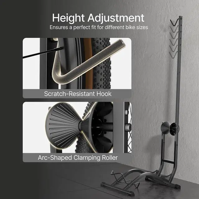 Alt view image 3 of 7 - Freestanding Bike Floor Stand, Vertical Horizontal Bicycle Storage Rack, Heavy Duty 77 lbs Freestanding Bike Rack for Garage Home, Space-Saving Indoor Bike Storage, Smart Two-way Installation