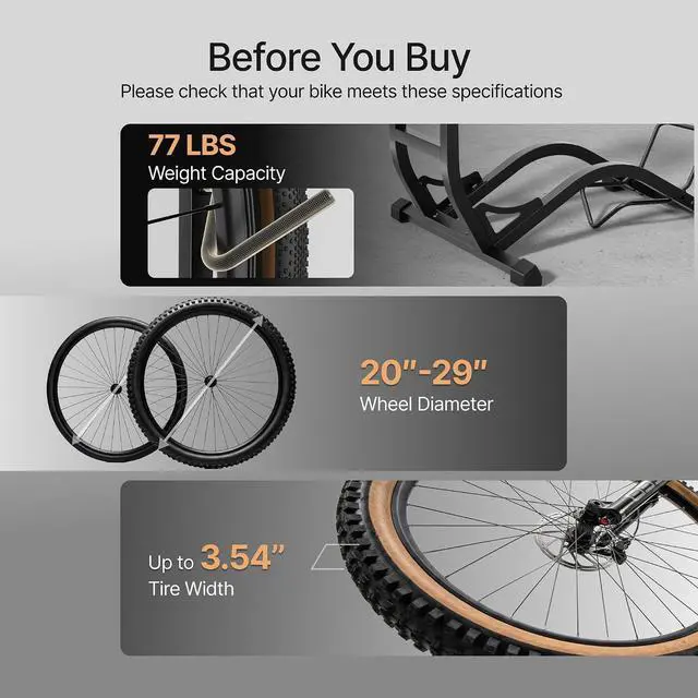 Alt view image 5 of 7 - Freestanding Bike Floor Stand, Vertical Horizontal Bicycle Storage Rack, Heavy Duty 77 lbs Freestanding Bike Rack for Garage Home, Space-Saving Indoor Bike Storage, Smart Two-way Installation