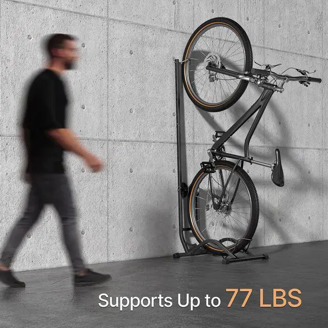 Alt view image 4 of 7 - Freestanding Bike Floor Stand, Vertical Horizontal Bicycle Storage Rack, Heavy Duty 77 lbs Freestanding Bike Rack for Garage Home, Space-Saving Indoor Bike Storage, Smart Two-way Installation