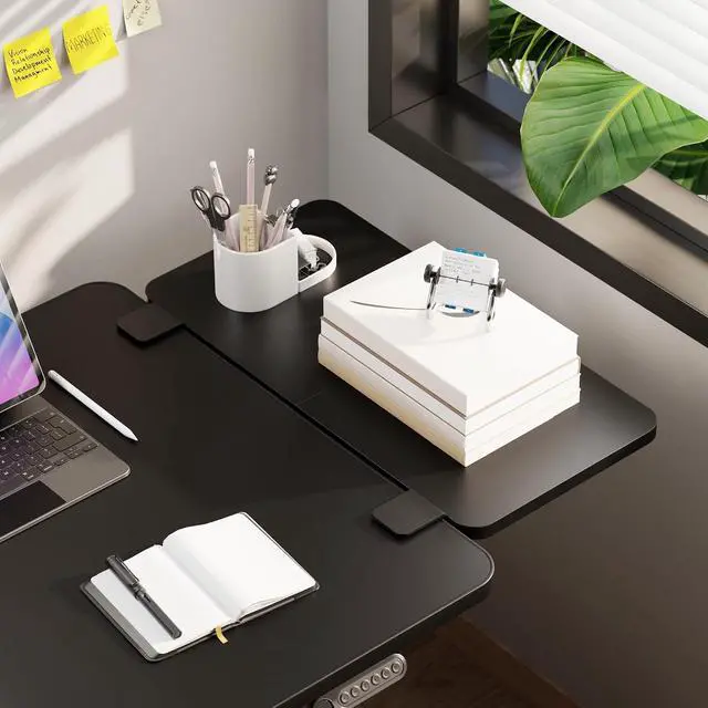 Alt view image 7 of 7 - Desk Extender Tray, 24" x 12", with Laptop Holder, Medium, Black | Desk Extension, Clamp on Desk Shelf, Clamp On Keyboard Tray for Office and Home, Workstation Organizer