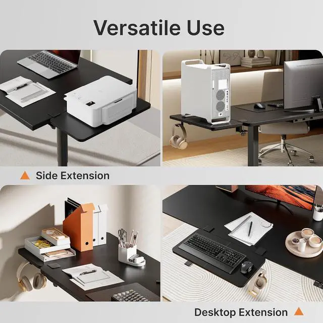 Alt view image 5 of 7 - Desk Extender Tray, 24" x 12", with Laptop Holder, Medium, Black | Desk Extension, Clamp on Desk Shelf, Clamp On Keyboard Tray for Office and Home, Workstation Organizer
