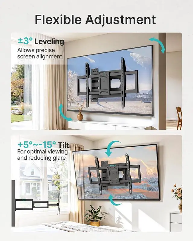 Alt view image 6 of 7 - Long Arm TV Wall Mount for 37-86 Inch TVs, 38 Inch Extra Long Extension TV Bracket, Swivel Tilt Full Motion TV Wall Mount Fit Max VESA 600 x 400mm, Heavy Duty Up to 110lbs, Single Stud
