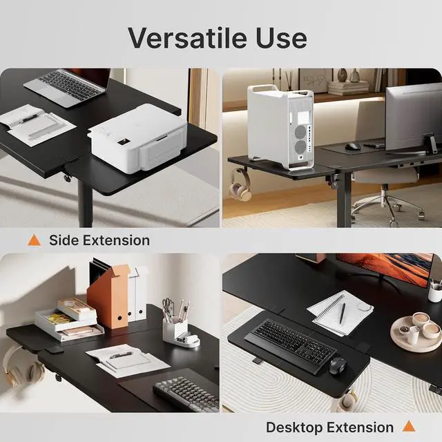 Alt view image 5 of 7 - Desk Extender Tray, 28" x 12", with Laptop Holder, Large, Black | Desk Extension, Clamp on Desk Shelf, Clamp On Keyboard Tray for Office and Home, Workstation Organizer
