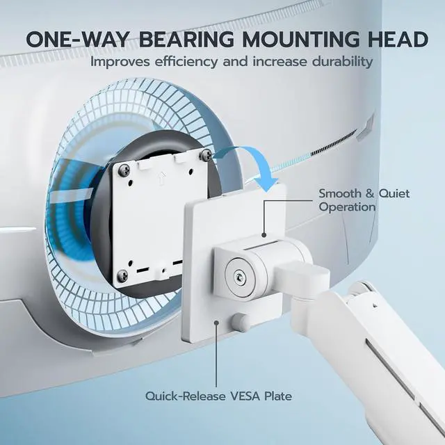 Alt view image 4 of 7 - Dual Monitor Mount for 17-49 Inch Ultrawide Heavy Duty Curved Screen Stacking, Computer Monitor Arm Desk Mount with USB, Gas Spring Adjustable Vesa Stand, White