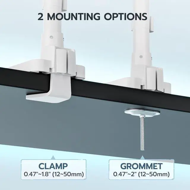 Alt view image 6 of 7 - Dual Monitor Mount for 17-49 Inch Ultrawide Heavy Duty Curved Screen, Computer Monitor Arm Desk Mount, Gas Spring Adjustable Vesa Stand, White